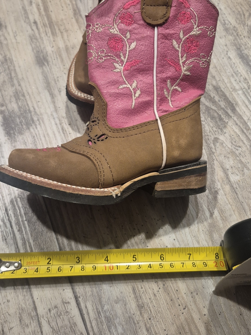 Kid's Brown & Pink Western Embroidered Cowboy Boots - Picture 4 of 4